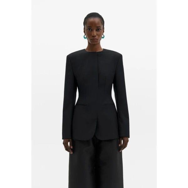 By Malina Carol Wool Blazer in Black, view 2