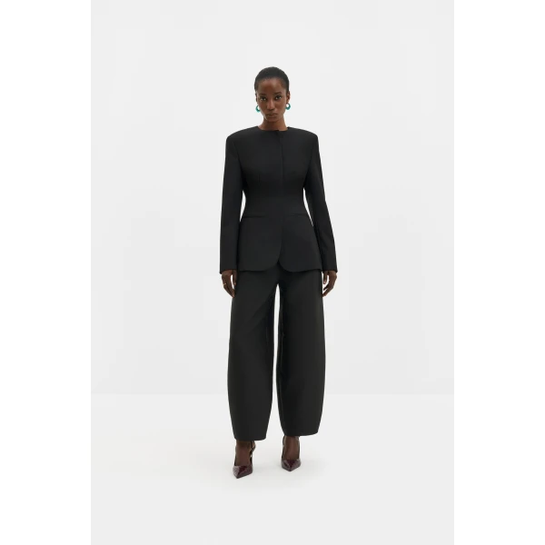 By Malina Carol Wool Blazer in Black, view 3