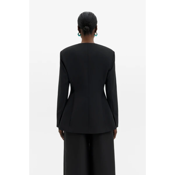 By Malina Carol Wool Blazer in Black, view 4