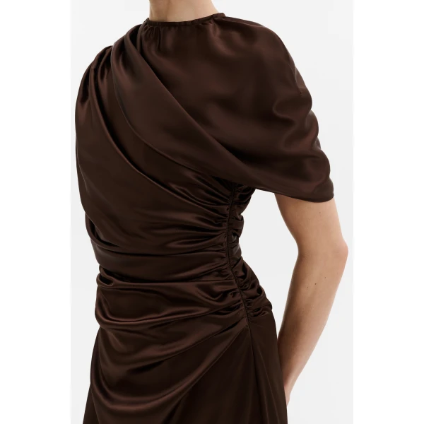 By Malina Cassia Maxi Dress in Dark Brown, view 4