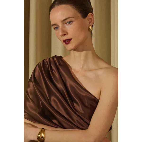 By Malina Cassia Maxi Dress in Dark Brown, view 6