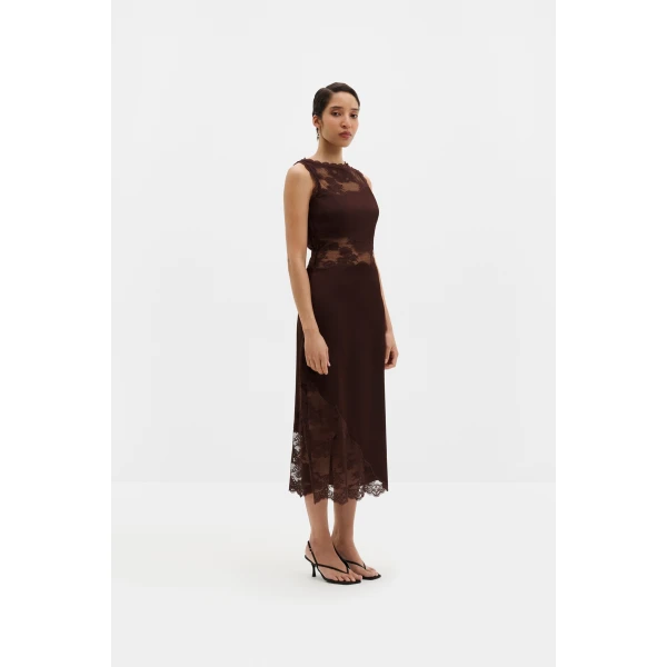 By Malina Desire Midi Dress in Espresso, view 2