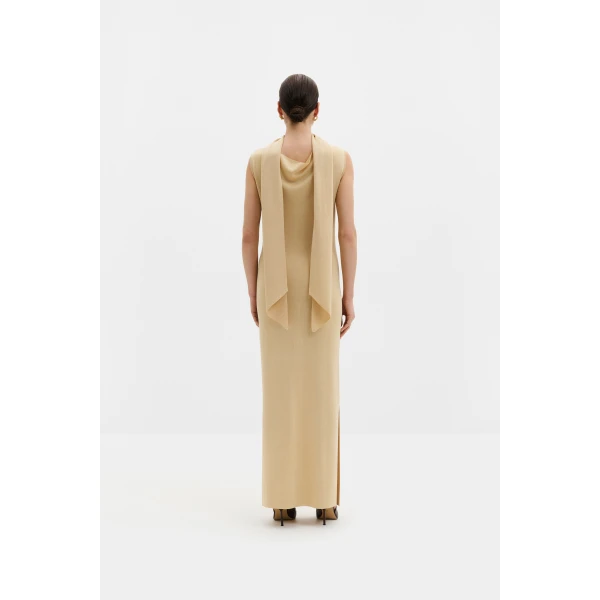 By Malina Donia Maxi Dress in Pale Gold, view 3