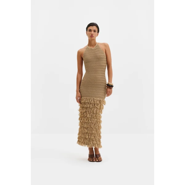 By Malina Elissa Maxi Dress in Sand, view 2