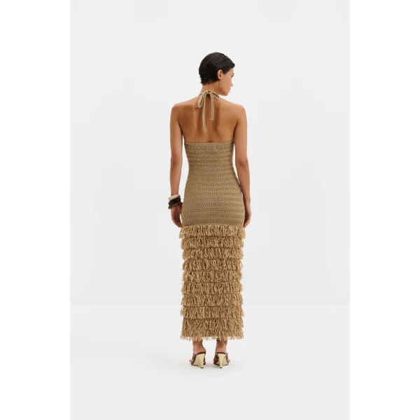 By Malina Elissa Maxi Dress in Sand, view 4