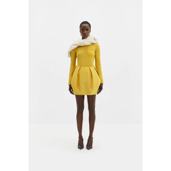 By Malina Ellis Mini Skirt in Mango, view 2