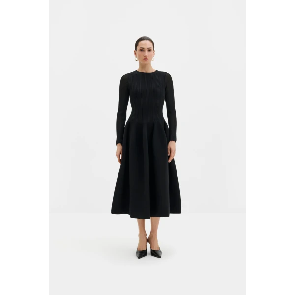 By Malina Elona Midi Dress in Black, view 2