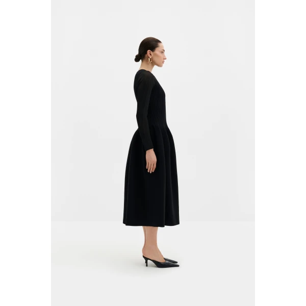 By Malina Elona Midi Dress in Black, view 3