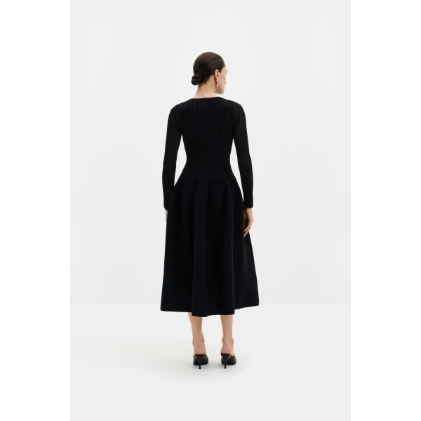 By Malina Elona Midi Dress in Black, view 4