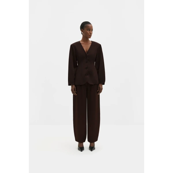 By Malina Emelia Blazer in Dark Brown, view 3