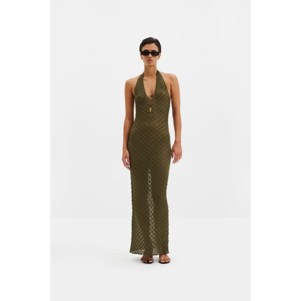 By Malina Esra Maxi Dress in Dusty Olive, view 2