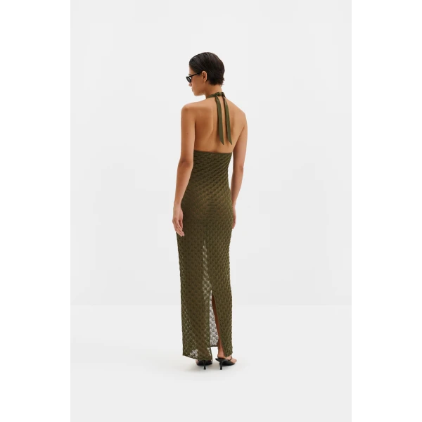 By Malina Esra Maxi Dress in Dusty Olive, view 3