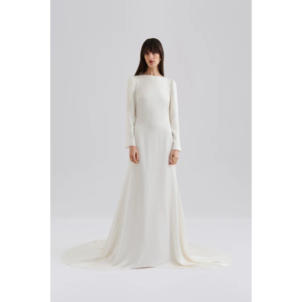 By Malina Hermine Gown in Cream, view 2