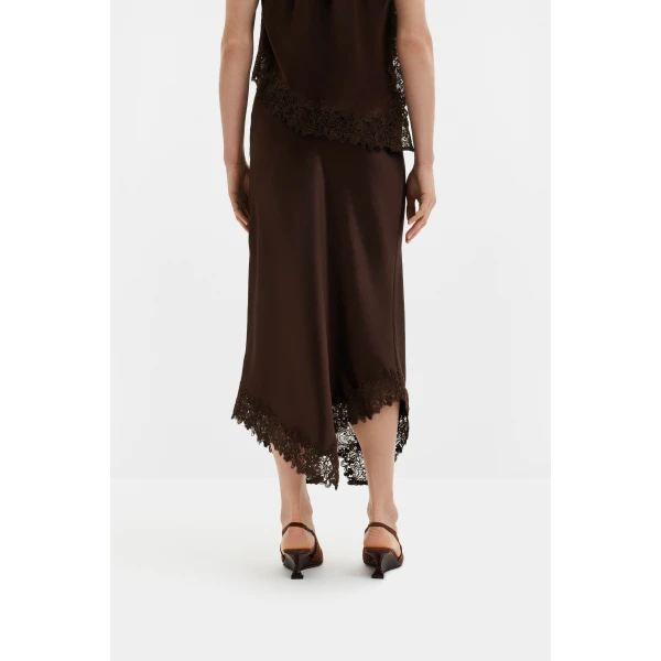 By Malina Heylin Midi Skirt in Dark Brown, view 4