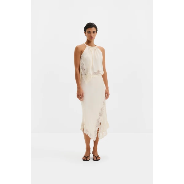 By Malina Heylin Midi Skirt in Pearl, view 2