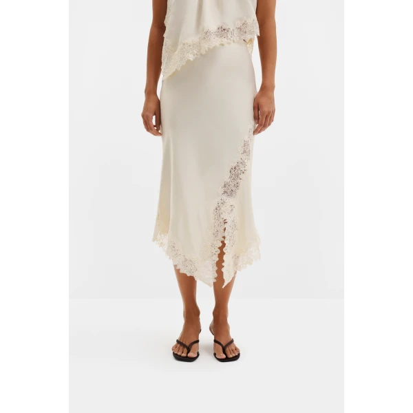 By Malina Heylin Midi Skirt in Pearl, view 3