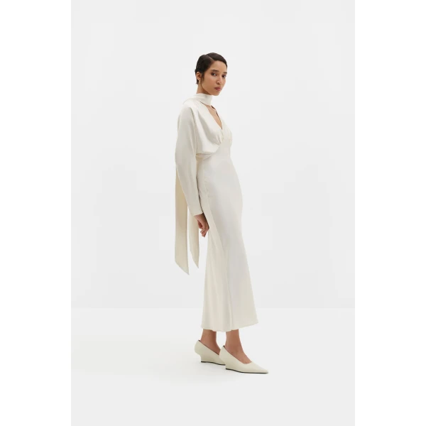 By Malina Ingrid Midi Dress in Pearl, view 2