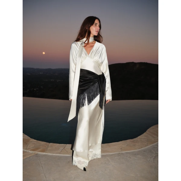 By Malina Ingrid Midi Dress in Pearl, view 5