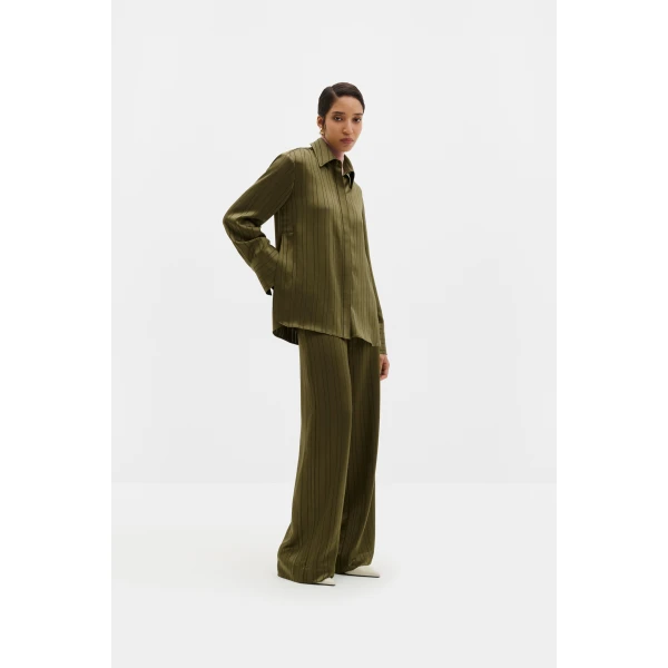 By Malina Izabelle Trousers in Moss Green, view 2