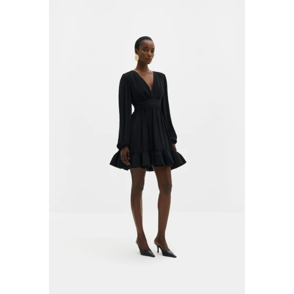 By Malina Jadie Mini Dress in Black, view 3