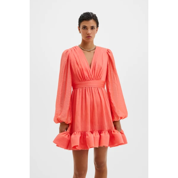 By Malina Jadie Mini Dress in Coral, view 2