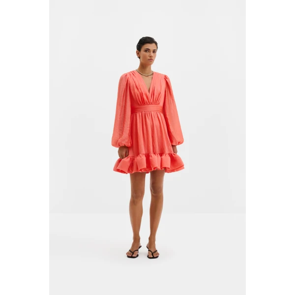 By Malina Jadie Mini Dress in Coral, view 3