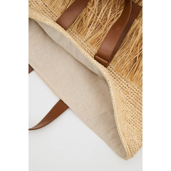By Malina Jina Raffia Tote Bag in Natural, view 4