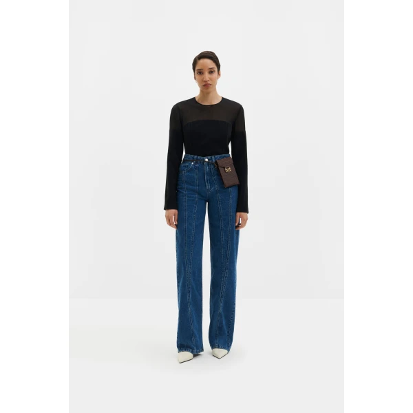 By Malina Katia High Rise Wide Jeans in Dark Blue Vintage, view 2