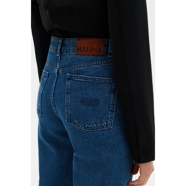 By Malina Katia High Rise Wide Jeans in Dark Blue Vintage, view 5