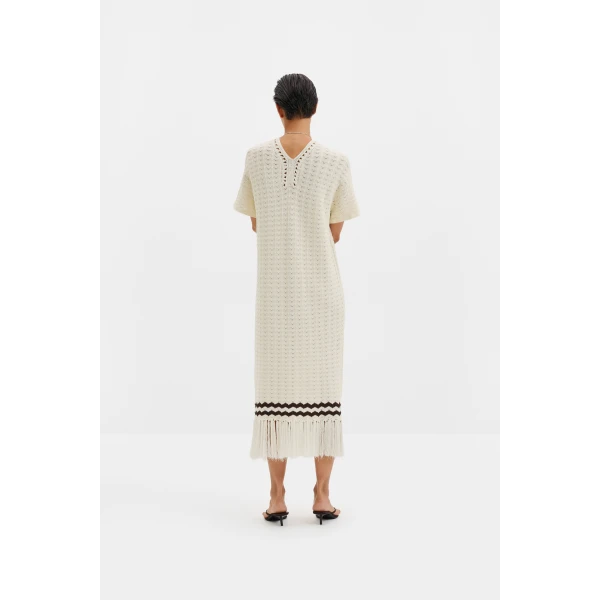 By Malina Kira Midi Dress in White, view 3