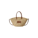 By Malina Large Monogram Straw Bag in Cognac By Malina Large Monogram Straw Bag in Cognac