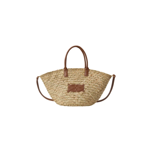 Large Monogram Straw Bag in Cognac
