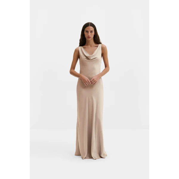 By Malina Leah Maxi Dress in Champagne, view 2