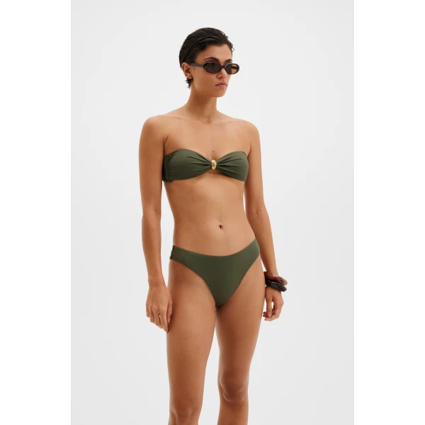 By Malina Leana Bikini Top in Dusty Olive, view 2