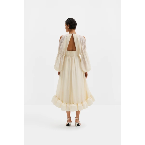 By Malina Leontine Midi Dress in Pearl, view 4