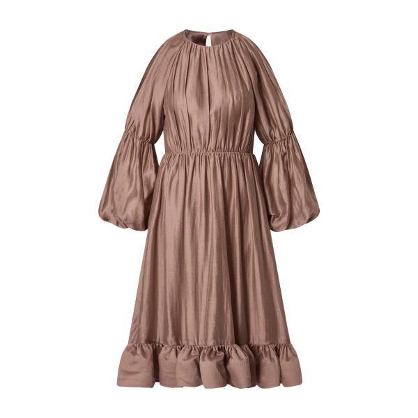 By Malina Leontine Midi Dress in Taupe