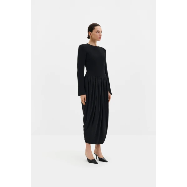 By Malina Lexie Midi Dress in Black, view 2