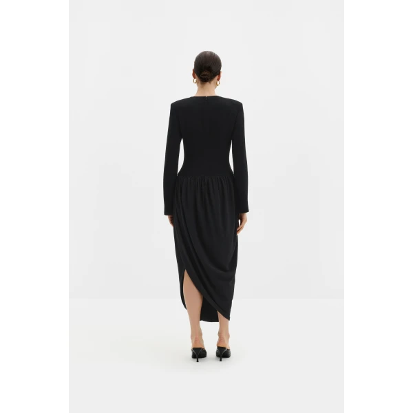 By Malina Lexie Midi Dress in Black, view 3
