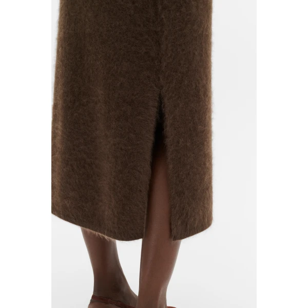By Malina Leya Midi Skirt in Dark Brown, view 5