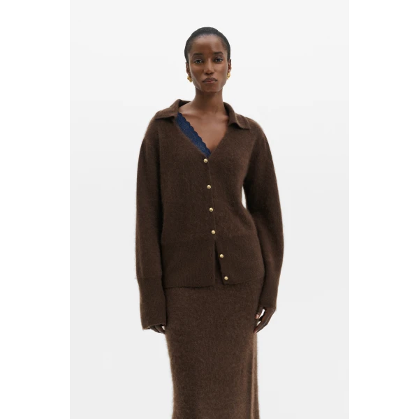 By Malina Lilian Cardigan in Dark Brown, view 2