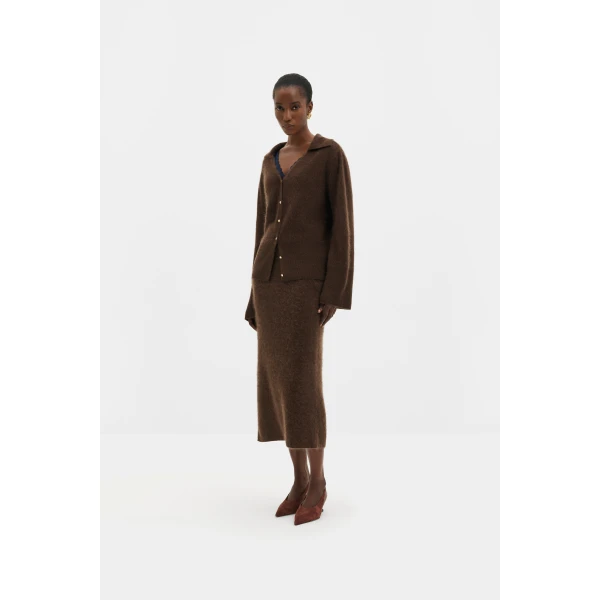 By Malina Lilian Cardigan in Dark Brown, view 3