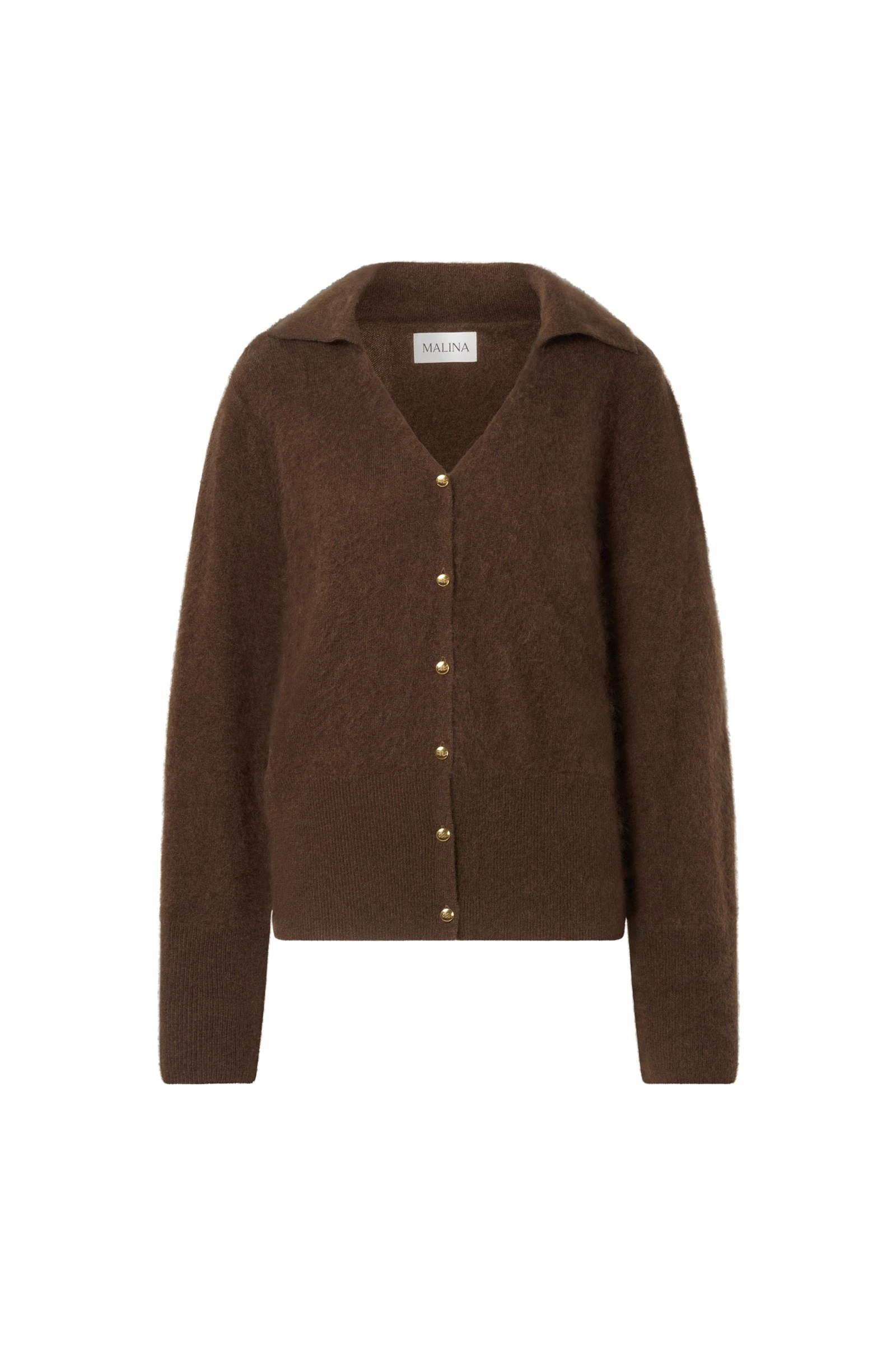By Malina Lilian Cardigan in Dark Brown By Malina Lilian Cardigan in Dark Brown