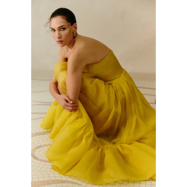 By Malina Lilou Maxi Dress in Mango, view 6