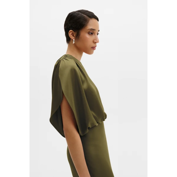 By Malina Linhe Maxi Dress in Moss Green, view 2