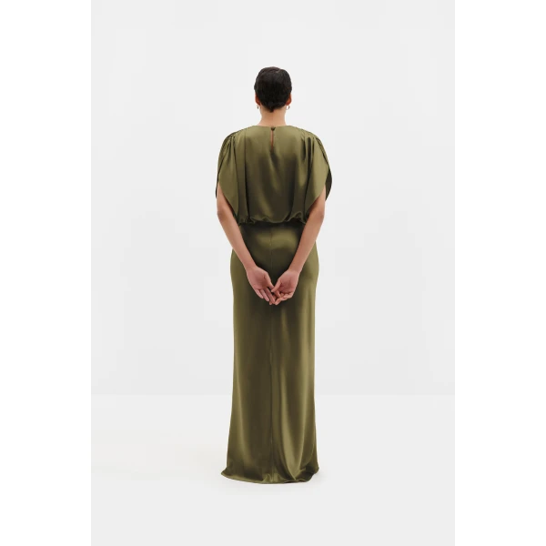 By Malina Linhe Maxi Dress in Moss Green, view 4