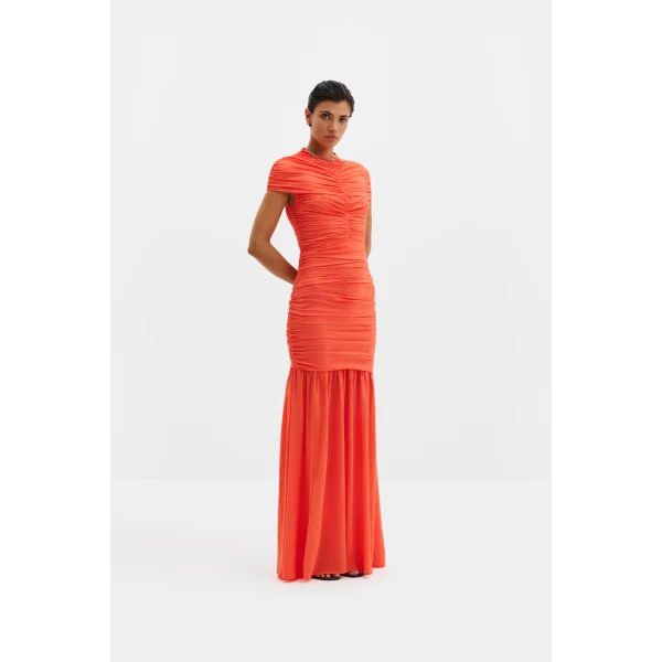 By Malina Loana Maxi Dress in Coral, view 2