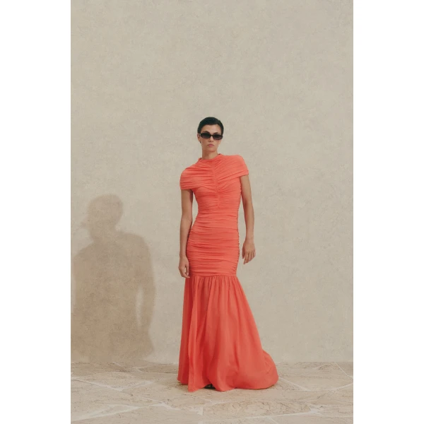 By Malina Loana Maxi Dress in Coral, view 5