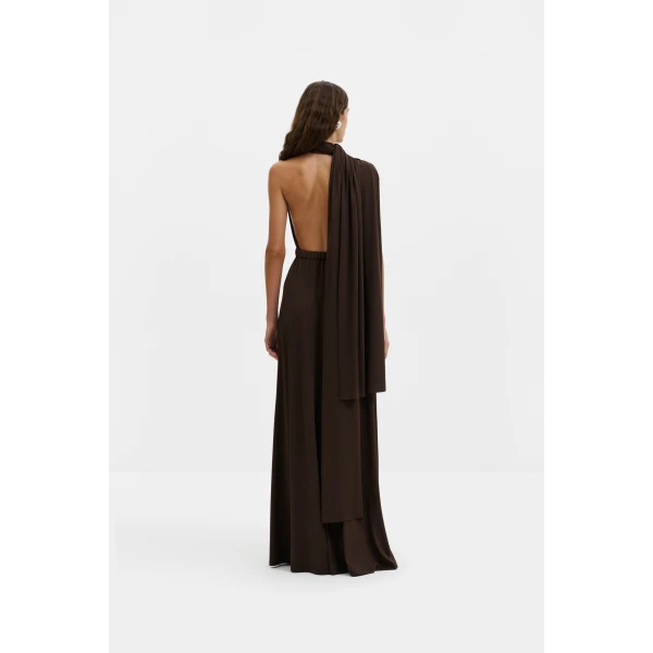 By Malina Lola Maxi Dress in Dark Brown, view 3