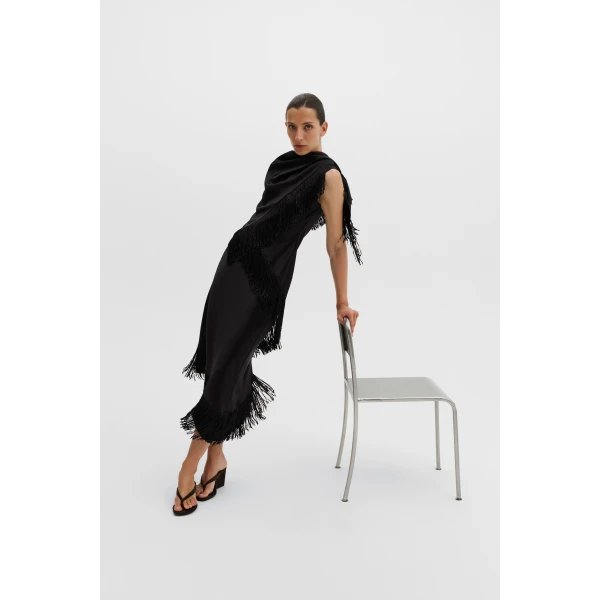 By Malina Lovis Midi Dress in Black, view 2