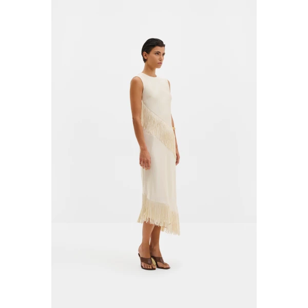 By Malina Lovis Midi Dress in Pearl, view 2